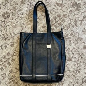 Moleskine Elegant Black Leather Tote Bag